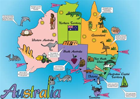 Large Australia cartoon map | Australia | Oceania | Mapsland | Maps of the World