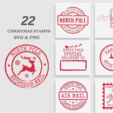 Santa Stamp SVG Bundle North Pole Svg Bundle Christmas Stamp - Etsy UK