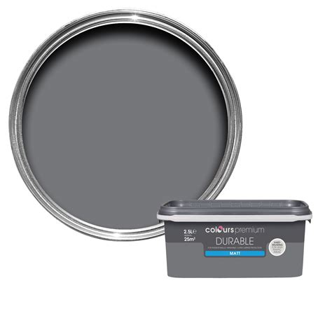 Colours Durable Grey Slate Matt Emulsion Paint 2.5L | Departments | DIY at B&Q