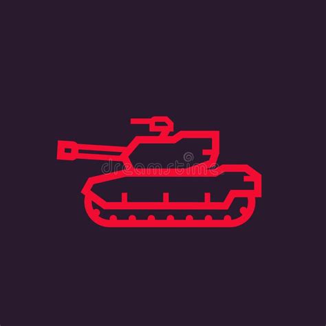 Military Tank Icon, Linear Style Stock Vector - Illustration of ...