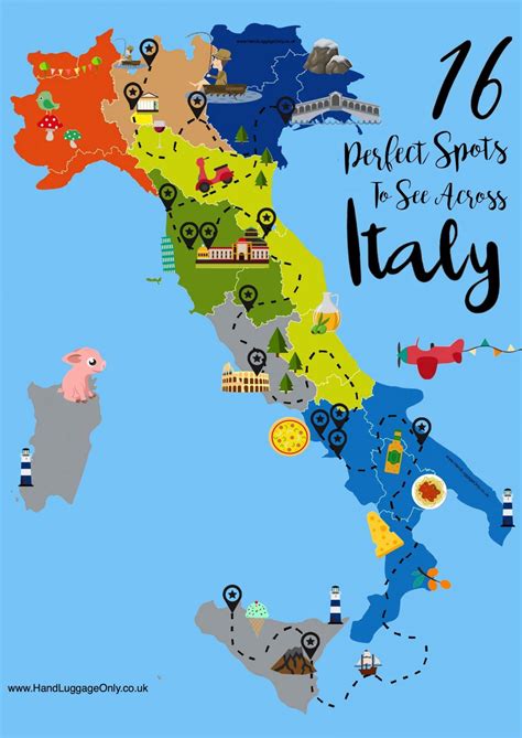 Tourist map of Italy: tourist attractions and monuments of Italy