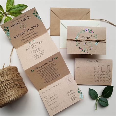 Rustic Wedding Invitation Personalised Wedding Invitations | Etsy in ...