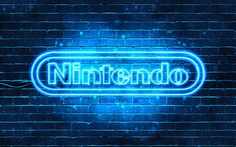 4K Descarga gratis | Nintendo blue logo blue brickwall, logo de ...