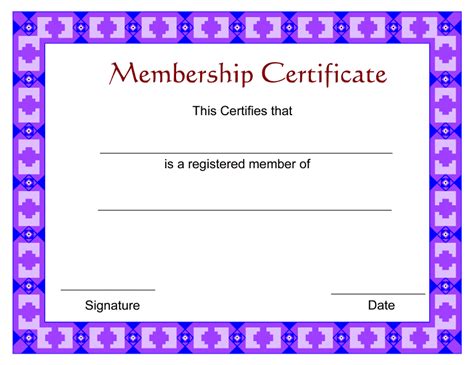 Membership Certificate Template - Violet Pattern Download Printable PDF ...