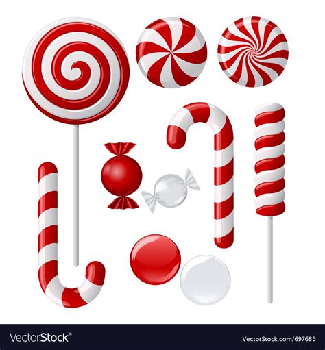 Set with different red and white candies Vector Image