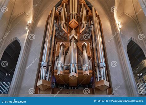 Modern Cathedral Interior, Church Organ Pipes Editorial Stock Photo ...