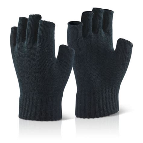 Fingerless Black thermal Work Gloves | GlovesnStuff