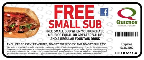 Free Fast Food Coupons | ... Coupons: Free Small Sub with a BOGO Deal Through May Fast Food ...