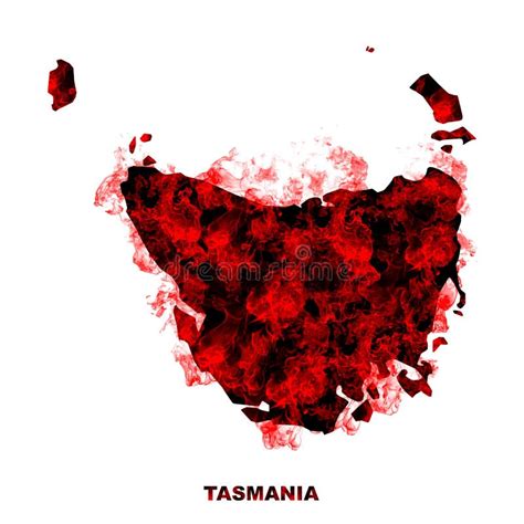 Tasmania Map Fire on White Background. Bushfire in Australia Wilderness ...