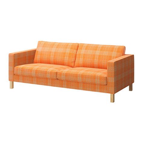 IKEA Karlstad 3 Seat Sofa SLIPCOVER Cover HUSIE ORANGE Print New