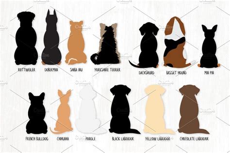 Sitting Dog Breeds - From Behind | Dog silhouette, Dog drawing, Poodle drawing