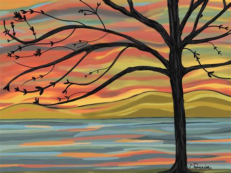 Autumn sky Painting by Christine Fournier - Pixels