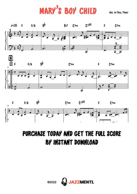 Mary's Boy Child - (Jazz Piano Sheet Music PDF, MIDI, and MP3) (Copy ...