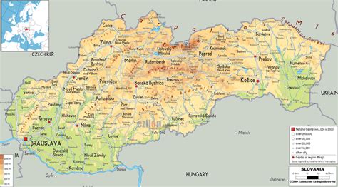 Physical Map of Slovakia - Ezilon Maps