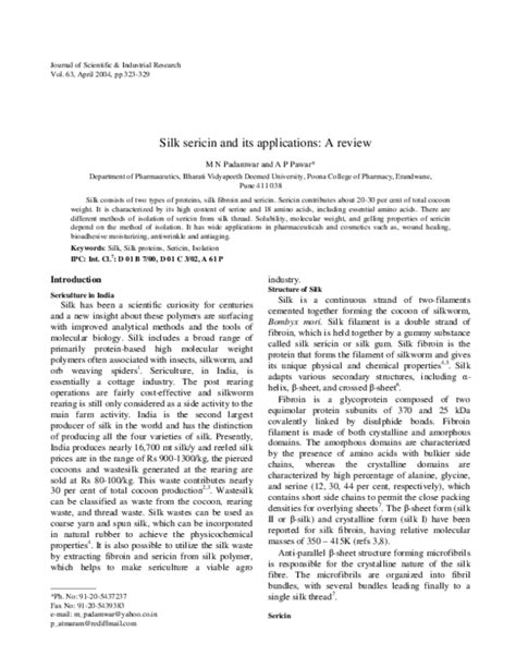 (PDF) Silk sericin and its applications: A review | Mahesh Padamwar - Academia.edu