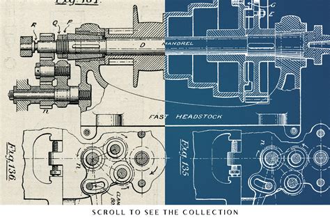 64 Vintage Mechanical Blueprints - Tom Chalky