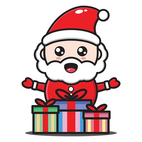 cute santa claus cartoon illustration happy celebrating christmas ...