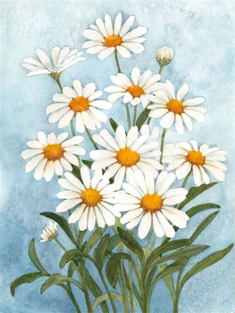 White Daisies Original Watercolor Painting by Wanda's | Etsy ...