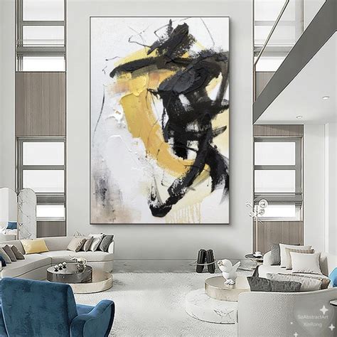 Large Hand Painted Abstract Painting Black Abstract Oil Painting 3D ...