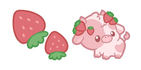 Kawaii Strawberry Cow and Strawberries cursor – Custom Cursor