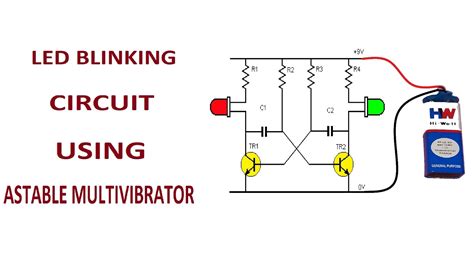 LED Blinking circuit using Astable Multivibrator - YouTube