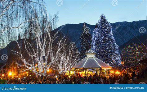 Christmas Lighting in Leavenworth Stock Photo - Image of christmas, night: 36028356