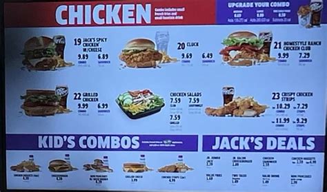 Jack In The Box menu – SLC menu