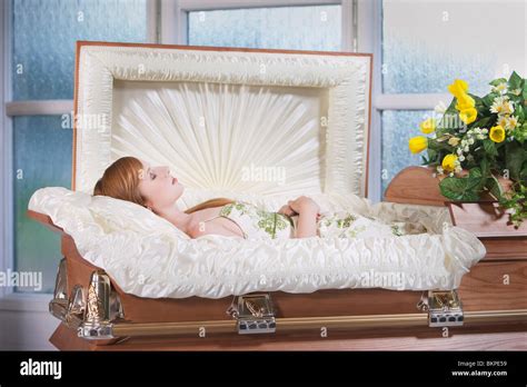 A Deceased Young Woman In A Coffin Stock Photo - Alamy