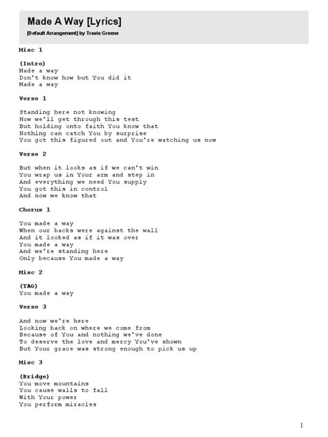 Made+a+Way+ +lyrics | PDF | Song Structure | Musical Forms