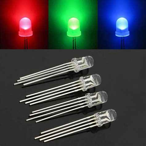 50pcs/lot Light Emitting Diode LED RGB Common Cathode 4 Pin F5 5MM Round LED Assortment Kit ...