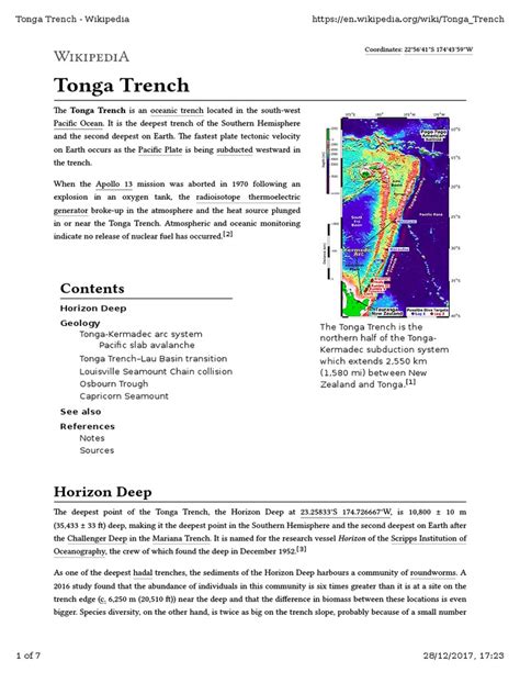 Tonga Trench | Geophysics | Plate Tectonics