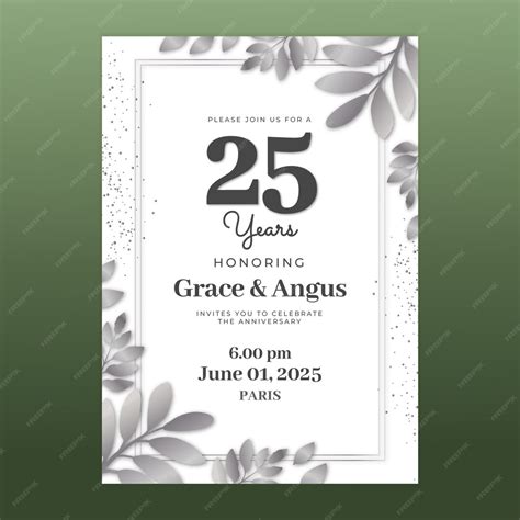 Invitación de boda de plata degradada | Vector Gratis