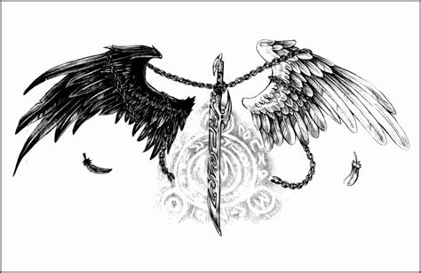 Angel and Demon Wing Tattoos Dn4ph Awesome Demon Angel Wings Tattoo Black White Angel Wings ...