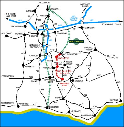 Bluebell Railway - Map of Sussex