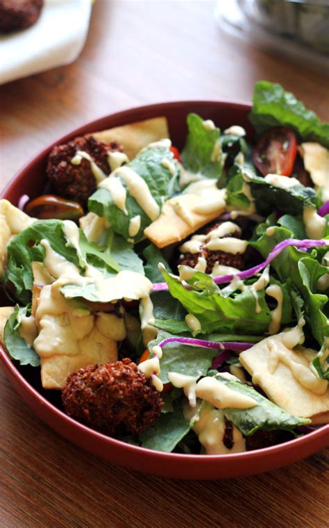 Falafel Kale Salad with Hummus Dressing - Joanne Eats Well With Others