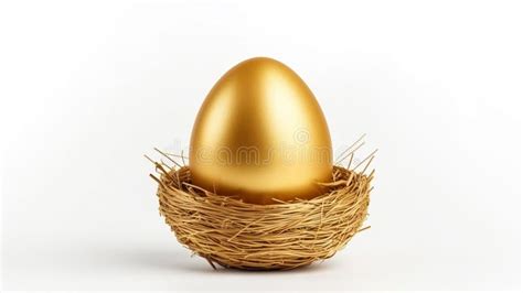 Golden Easter Egg in a Basket on White Background, AI Generative. Stock Illustration ...