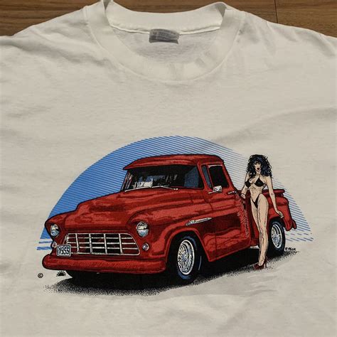 Vintage Chevy Hot Rod Pin Up Single Stitch T-shirt Me… - Gem