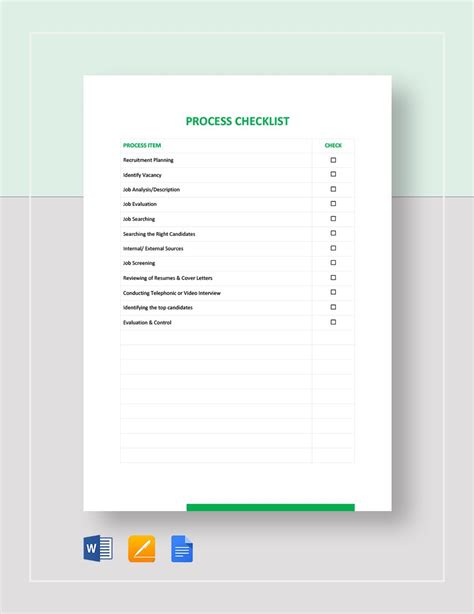 Business Process Checklist Template