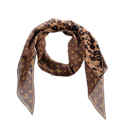 LOUIS VUITTON Leopard Monogram Silk Scarf 59098