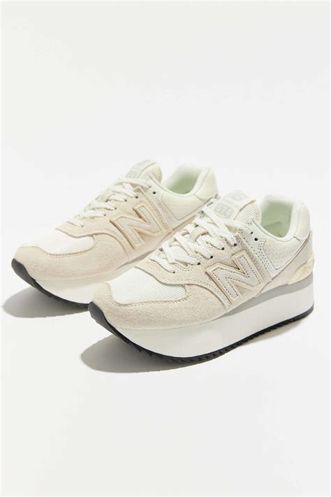 New Balance Leather 574+ Platform Sneaker in White | Lyst Canada