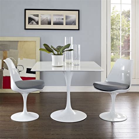 White Tulip Dining Table With Squre Top and Many Top Sizes - Home and Office Furniture