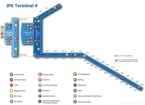 JFK Airport Terminal 4 Map - Ontheworldmap.com