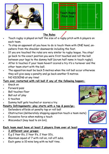 Touch Rugby rules- simplified | Teaching Resources