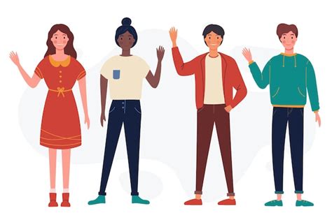 Free Vector | Young people waving hand collection