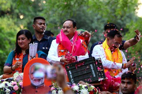 BJP National President J.P. Nadda with BJP Delhi president Virendra ...