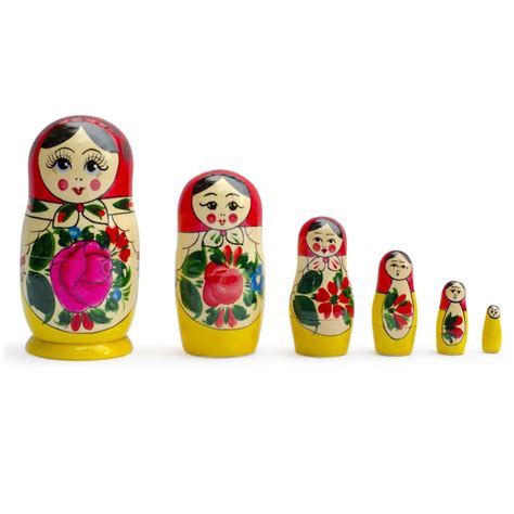 Set of 6 Wooden Dolls Nesting Dolls Semenov Matryoshka 5.75 Inches ...