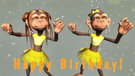 Funny birthday greetings video animation, were cartoon Monkeys singing ...