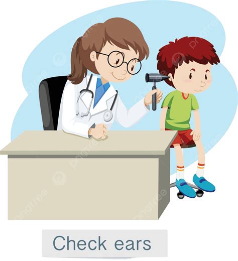 A Boy Checking Ears With Doctor Funny Doctor Nurse Vector, Funny, Doctor, Nurse PNG and Vector ...