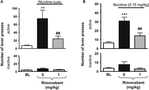 Effects of rimonabant on nicotine-seeking in rats. In (A), effects of... | Download Scientific ...