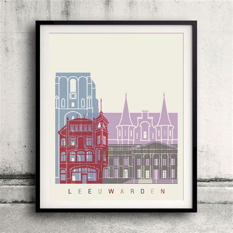 Leeuwarden skyline poster - Fine Art Print Glicee Poster Decor Home Gift Illustration Wall Art ...